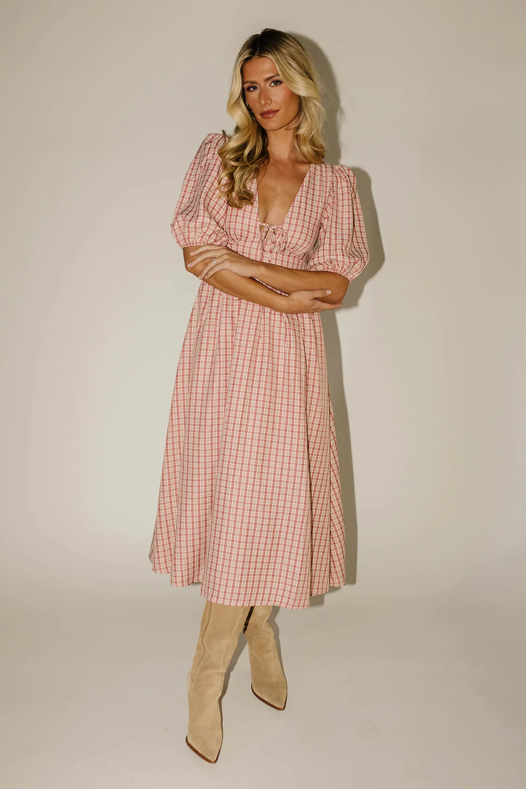 adeline midi dress // pink plaid *zoco exclusive* - Image 12