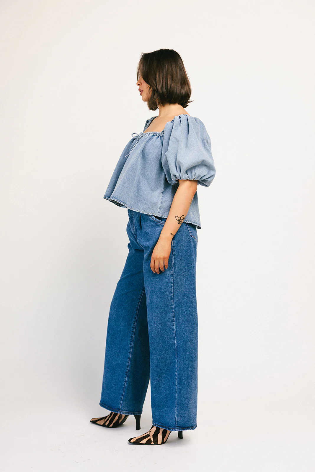 amelia puff sleeve top // denim *zoco exclusive* - Image 3
