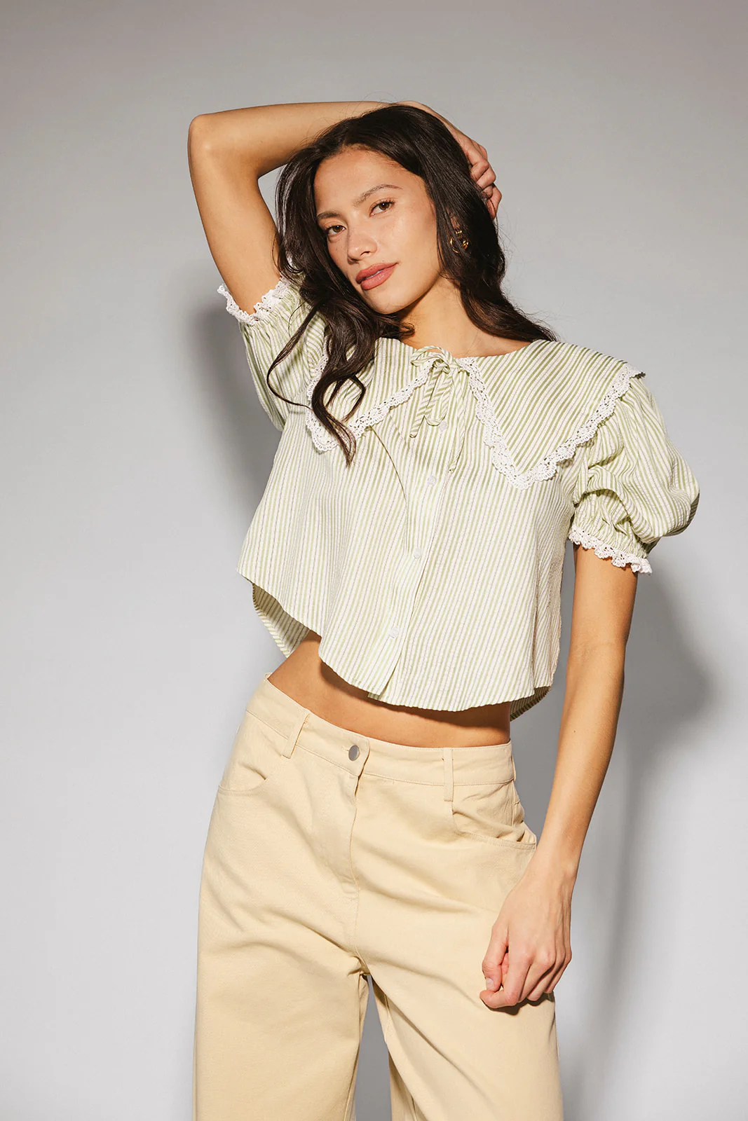 aspen collared top // sage stripes *zoco exclusive* - Image 12