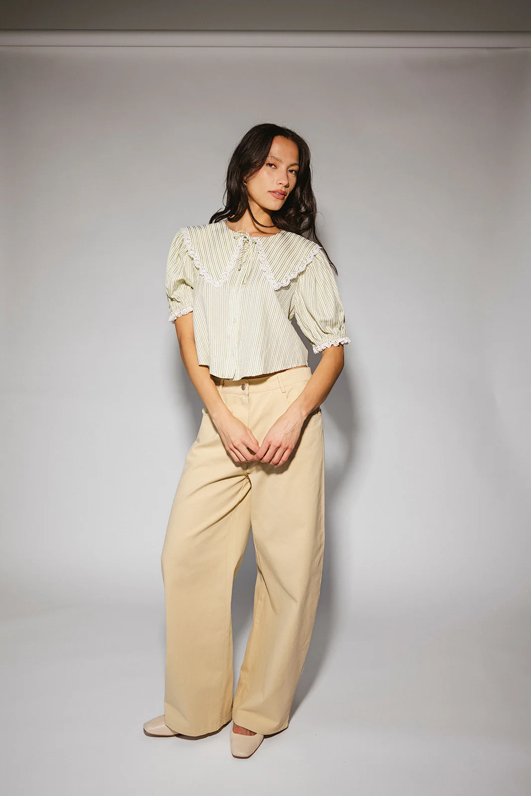 aspen collared top // sage stripes *zoco exclusive* - Image 13