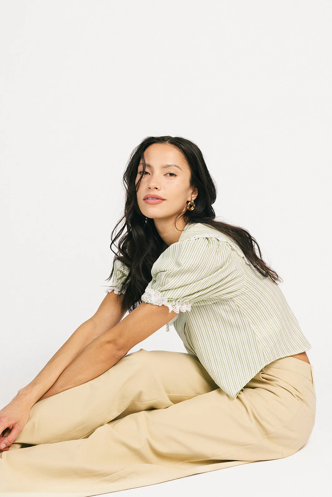 aspen collared top // sage stripes *zoco exclusive* - Image 16