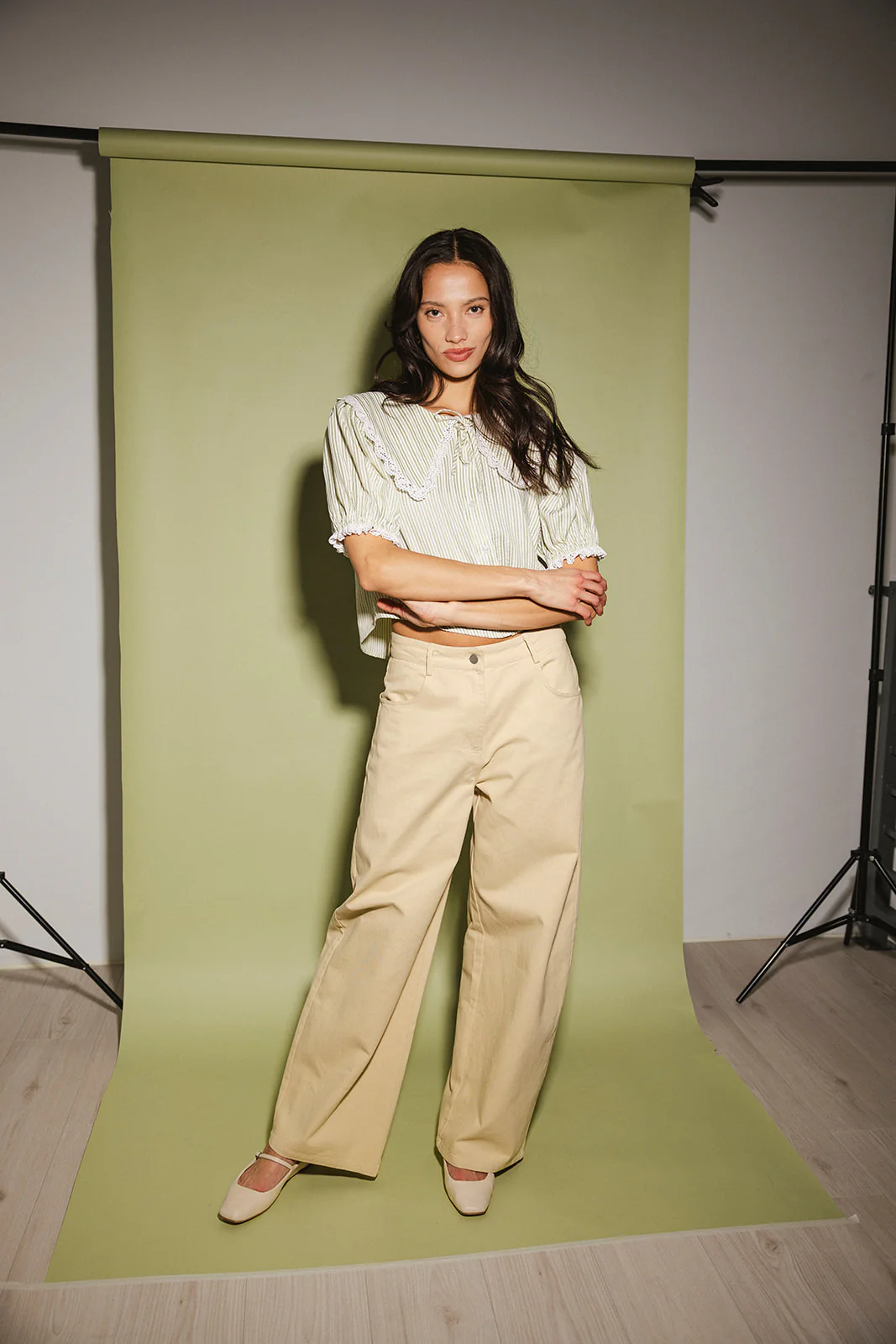 aspen collared top // sage stripes *zoco exclusive* - Image 17