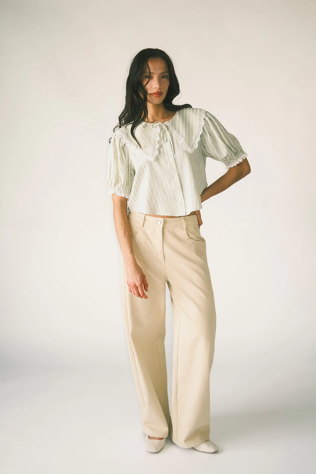 aspen collared top // sage stripes *zoco exclusive* - Image 19
