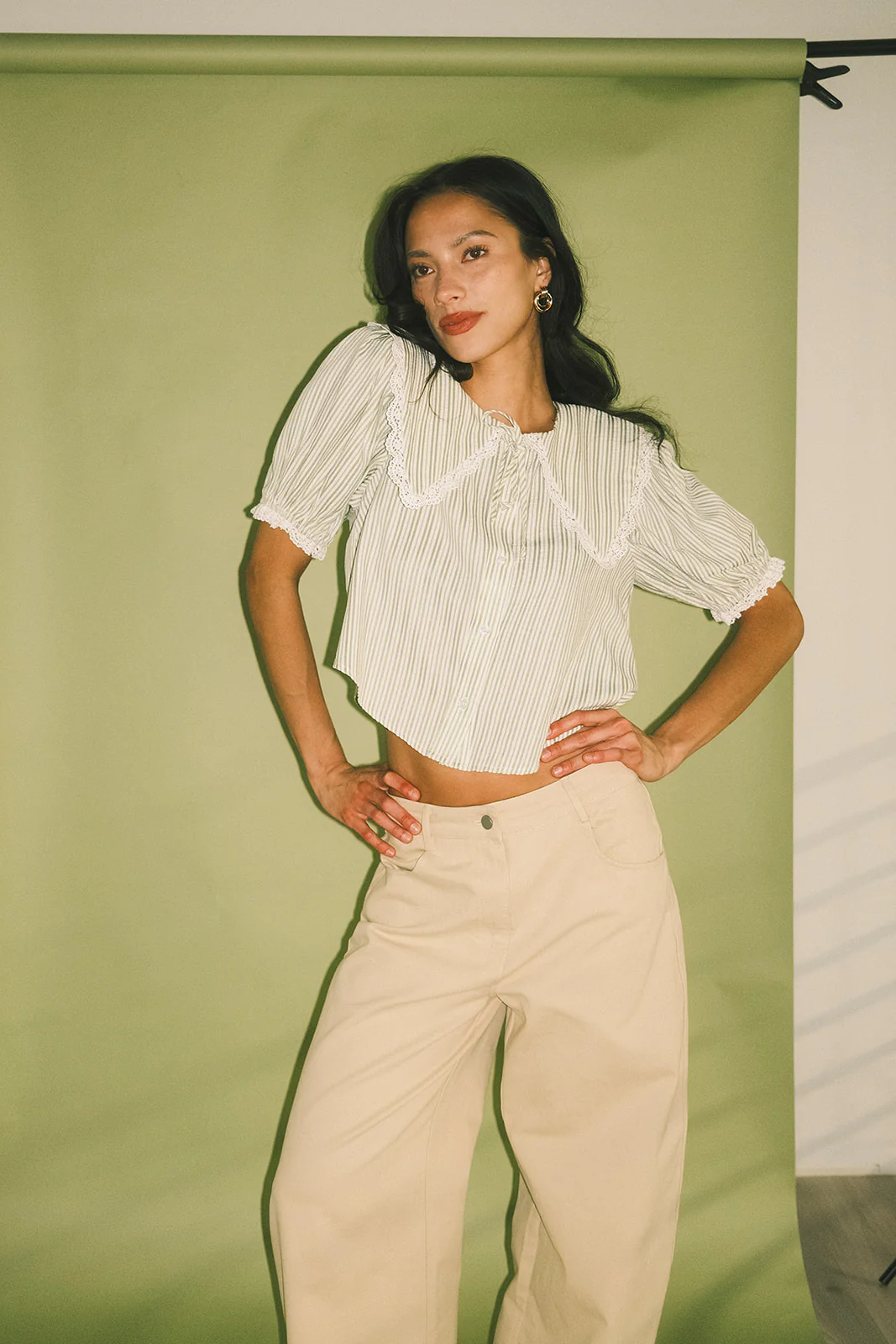 aspen collared top // sage stripes *zoco exclusive* - Image 23