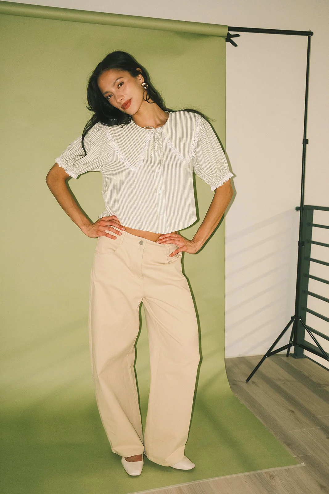 aspen collared top // sage stripes *zoco exclusive* - Image 24
