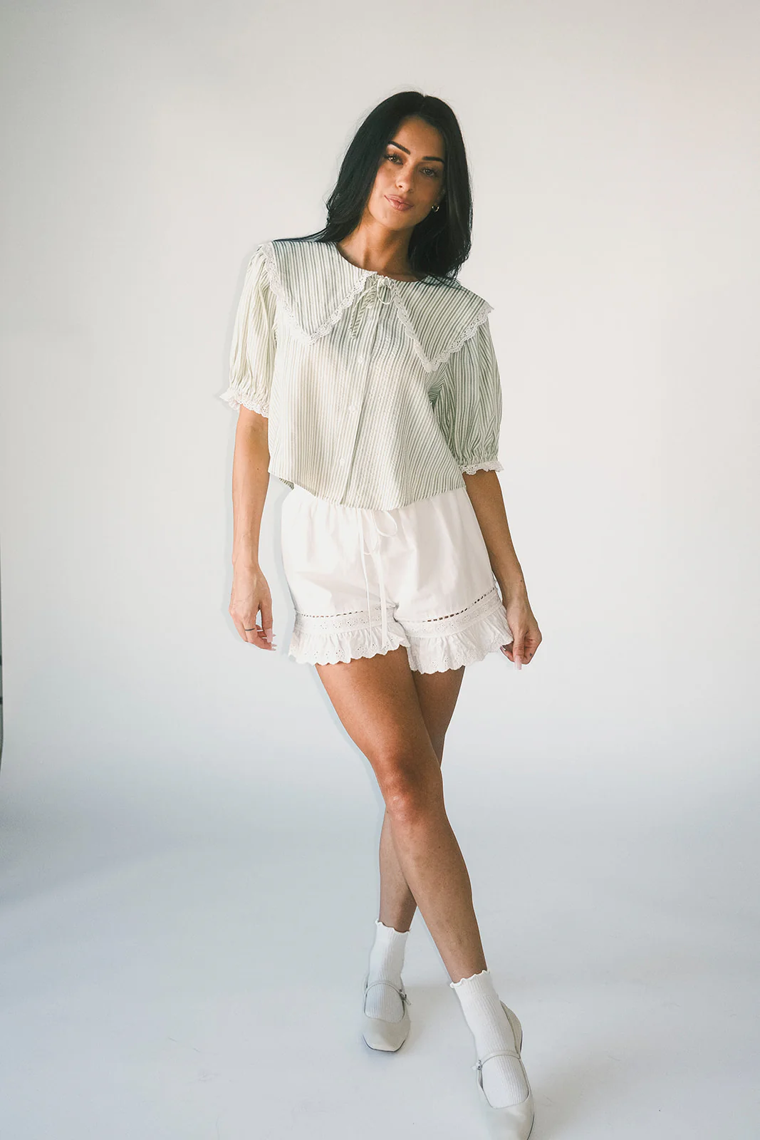 aspen collared top // sage stripes *zoco exclusive* - Image 26