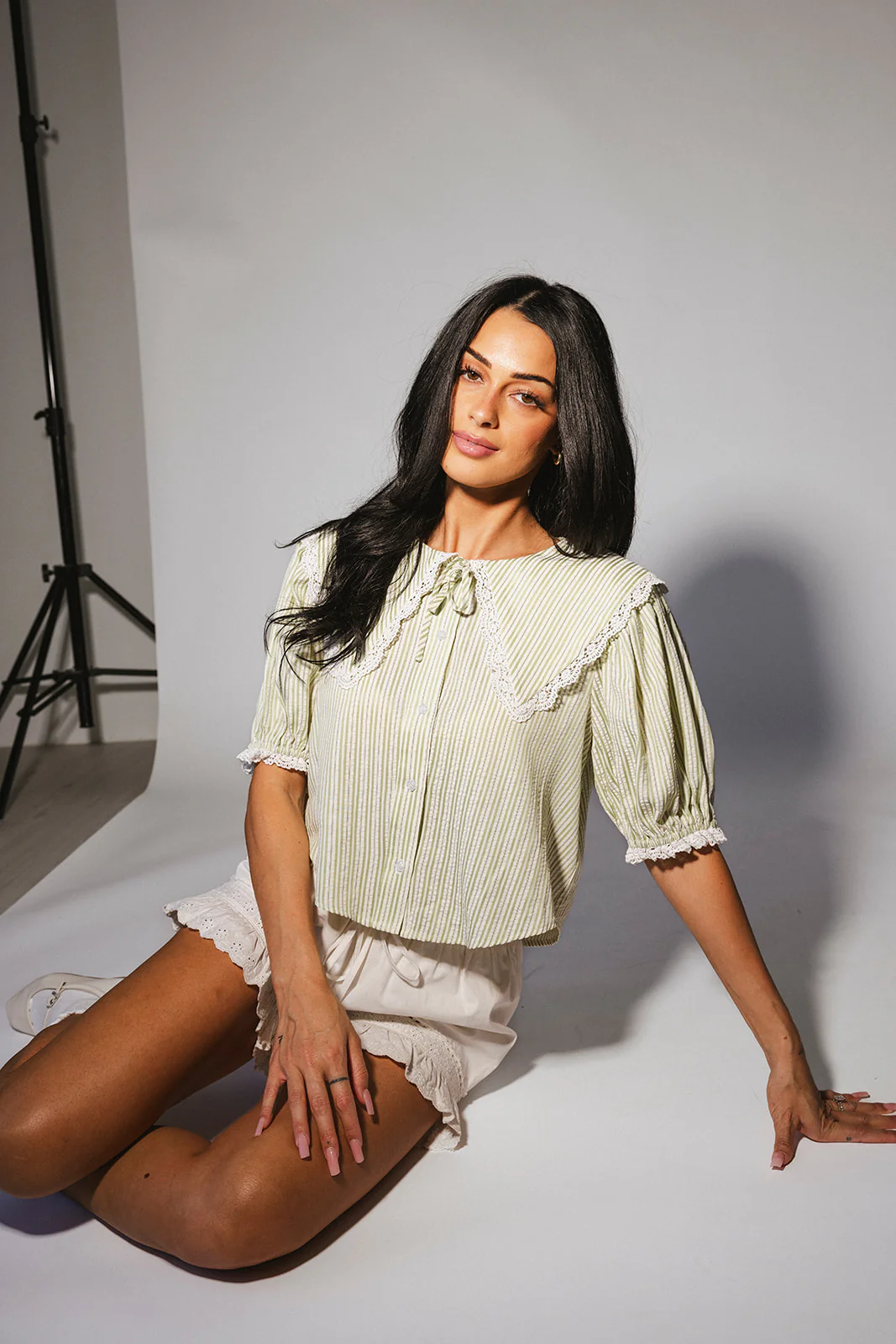 aspen collared top // sage stripes *zoco exclusive* - Image 33