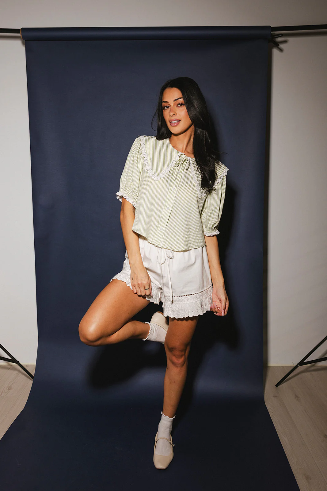 aspen collared top // sage stripes *zoco exclusive* - Image 34