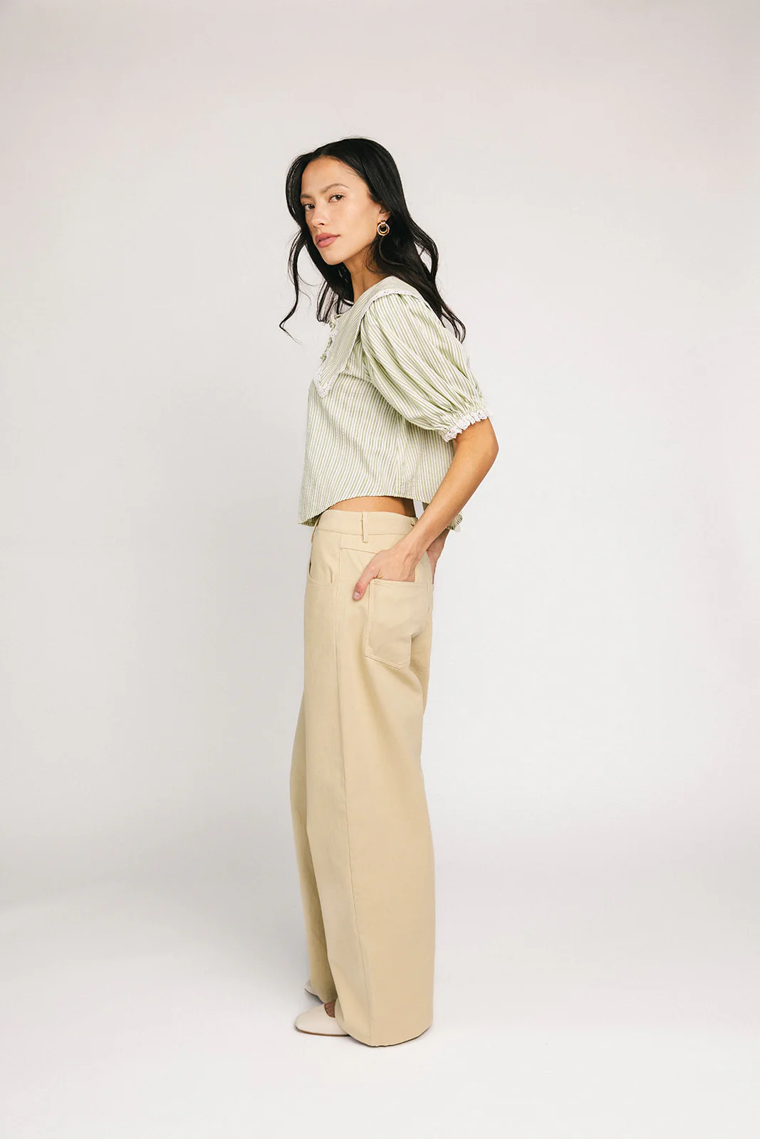 aspen collared top // sage stripes *zoco exclusive* - Image 6