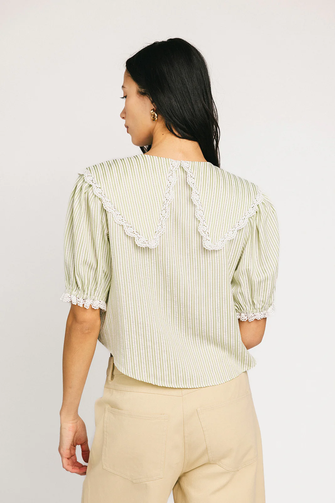 aspen collared top // sage stripes *zoco exclusive* - Image 8