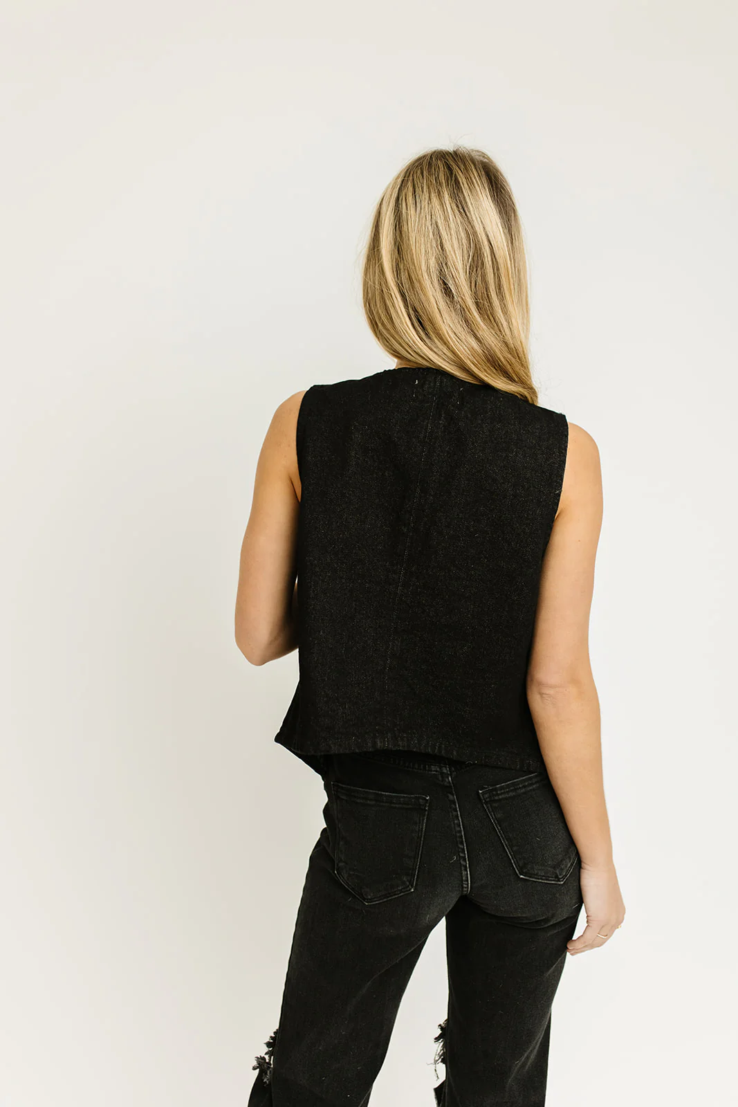 aura button down denim vest // black - Image 10