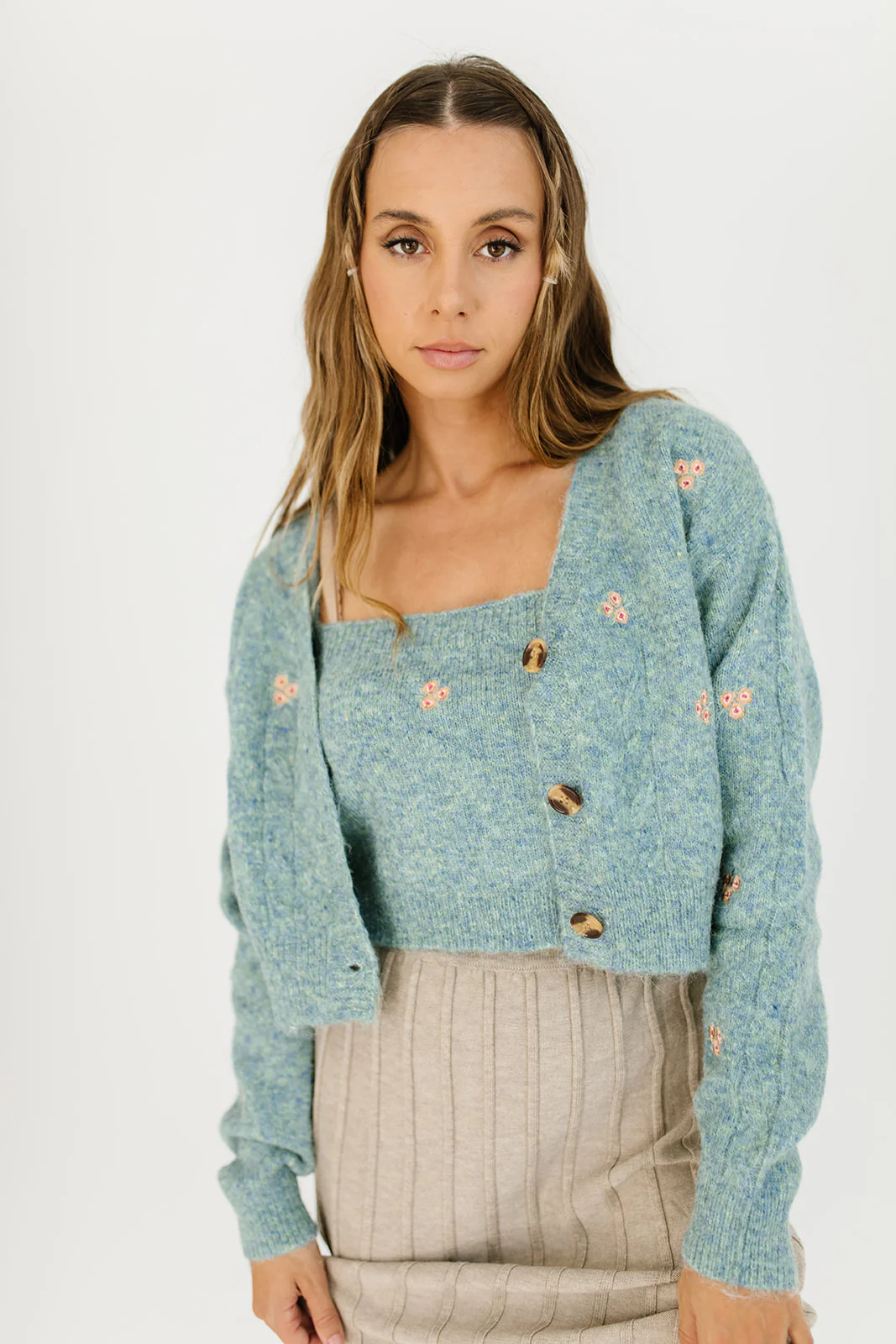 becky cami sweater set // sage - Image 3
