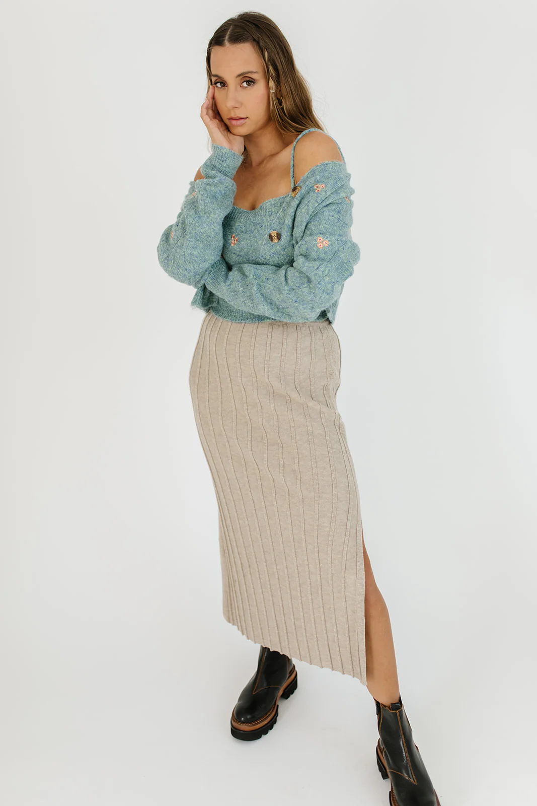 becky cami sweater set // sage - Image 4