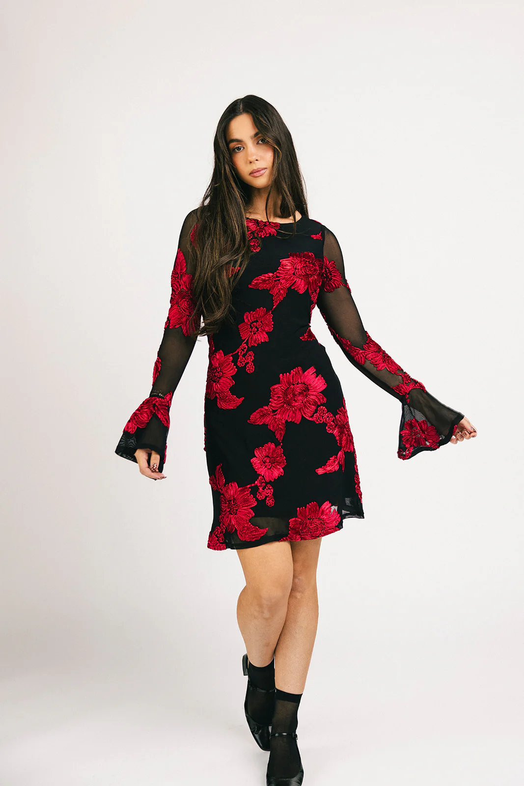 cleo mesh mini dress // red floral *zoco exclusive* - Image 5