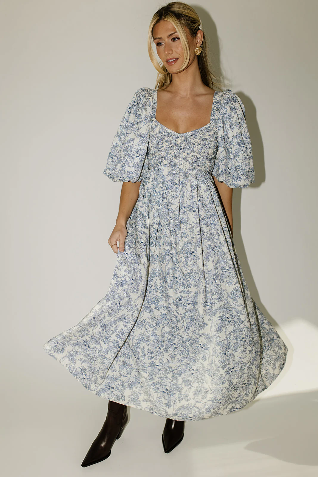 gala midi dress // blue fruit floral *zoco exclusive* - Image 4