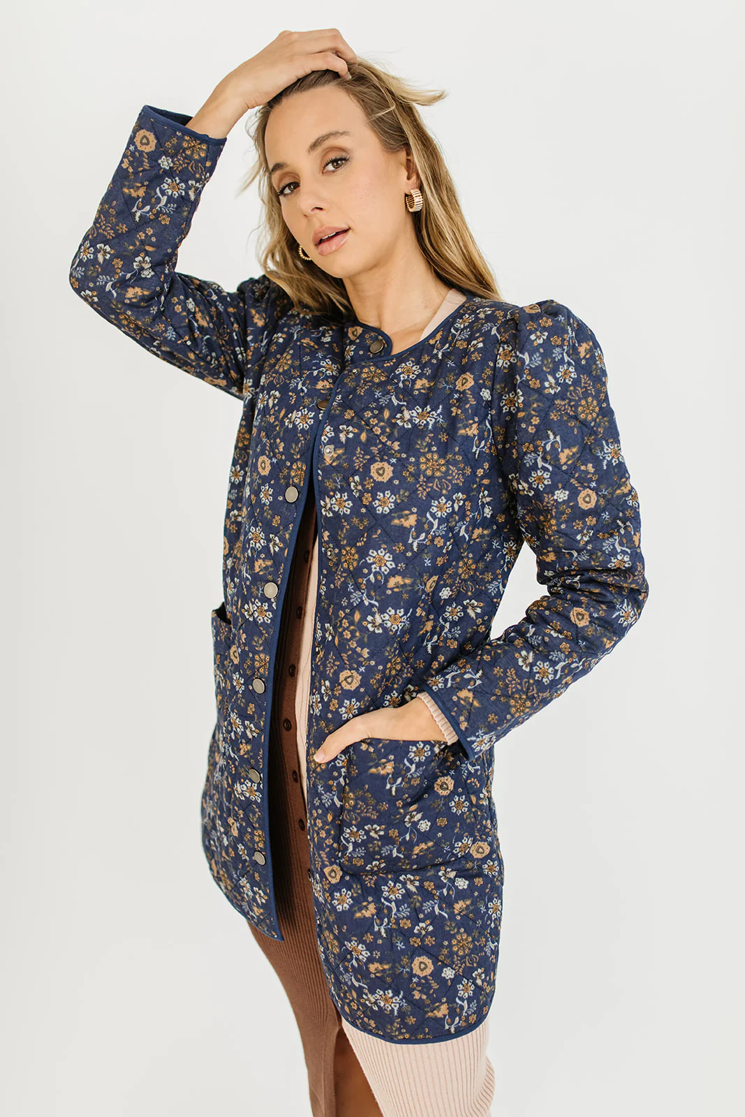 good karma printed jacket // blue - Image 13