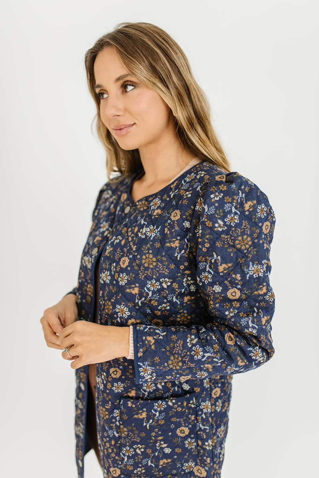 good karma printed jacket // blue - Image 14