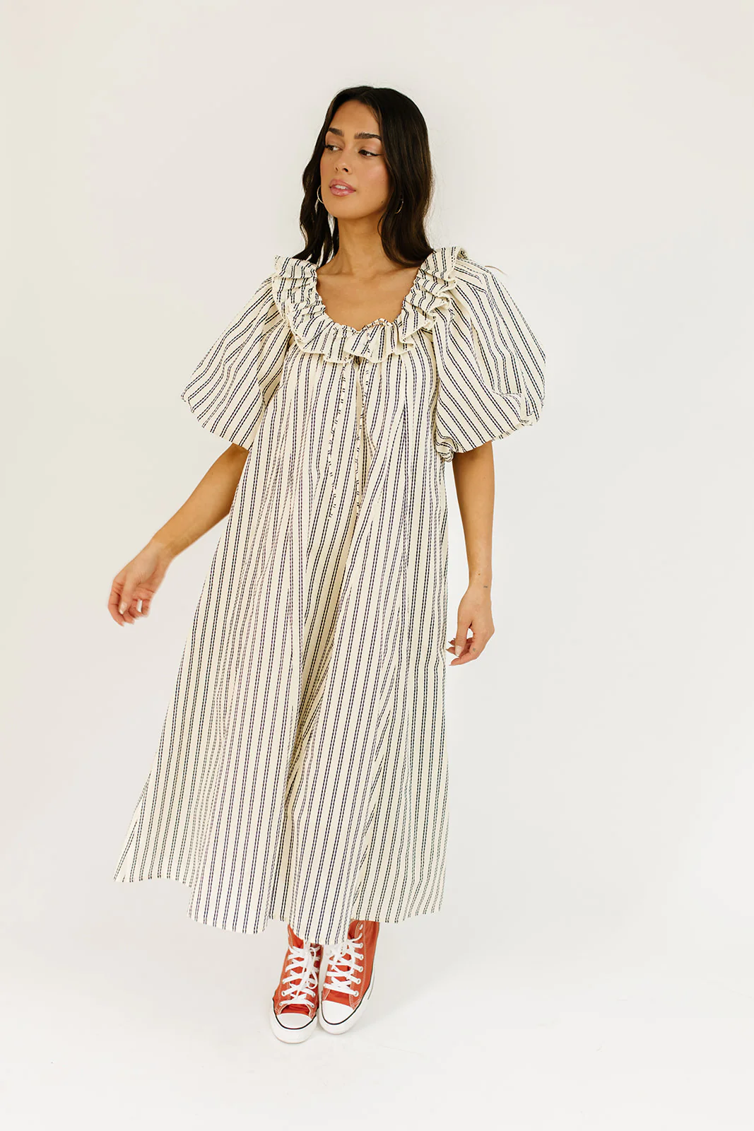 good luck puff sleeve dress // blue stripes *zoco exclusive* - Image 5