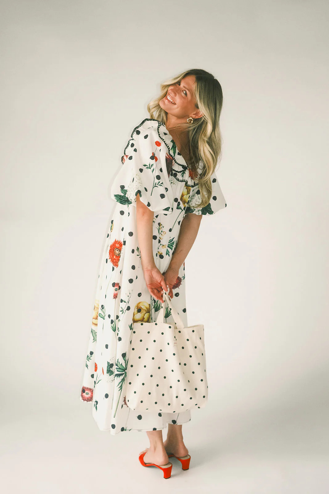 good luck puff sleeve dress // polka dot floral *zoco exclusive* - Image 31
