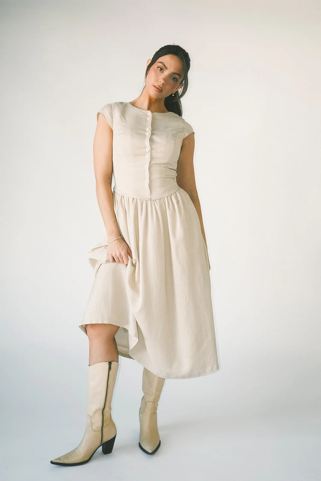 heirloom button midi dress // natural *zoco exclusive* - Image 15