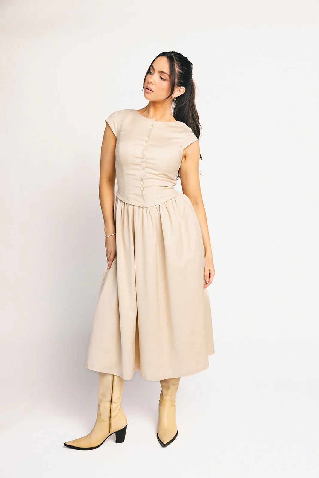 heirloom button midi dress // natural *zoco exclusive* - Image 3