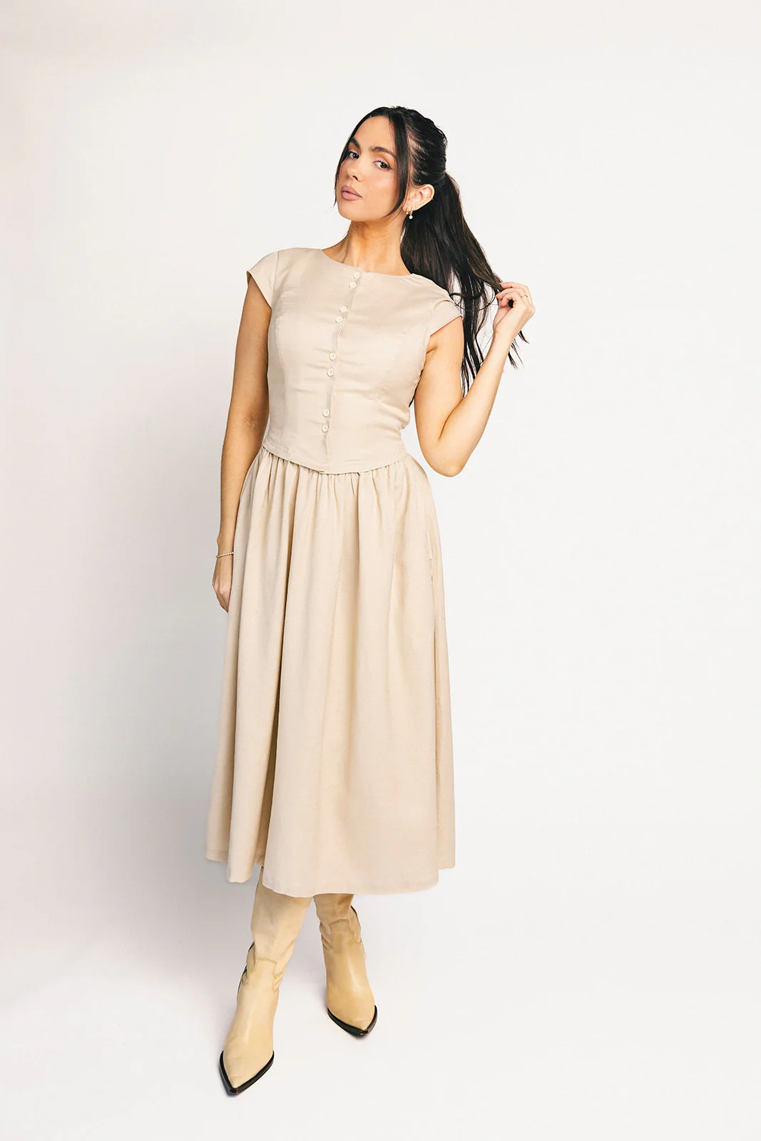 heirloom button midi dress // natural *zoco exclusive* - Image 4