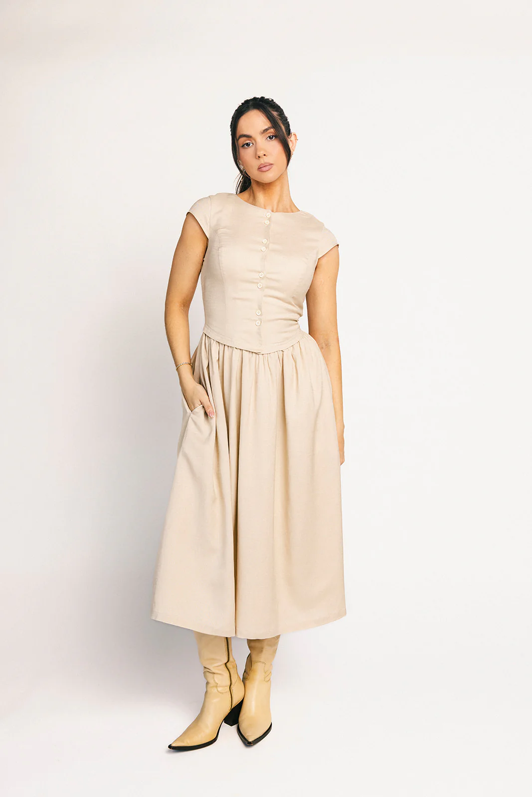 heirloom button midi dress // natural *zoco exclusive* - Image 5