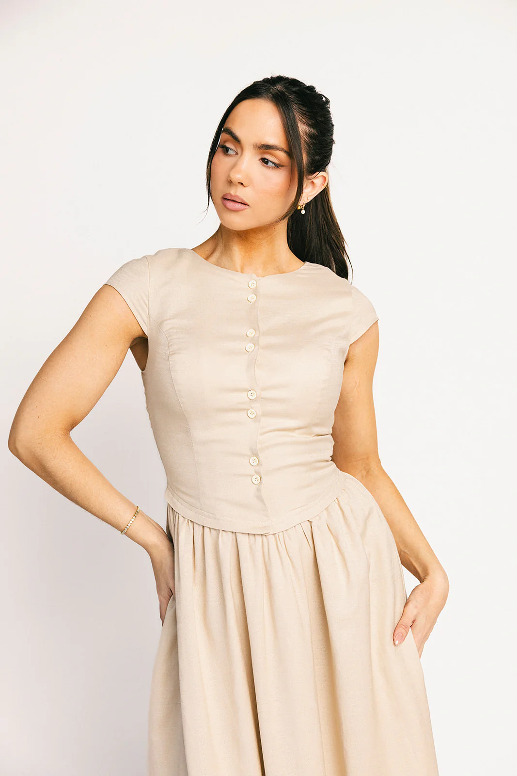 heirloom button midi dress // natural *zoco exclusive* - Image 6