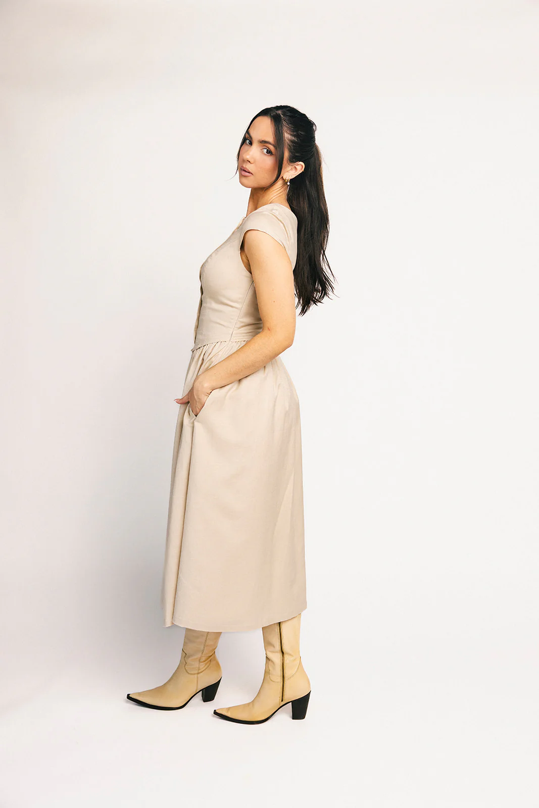 heirloom button midi dress // natural *zoco exclusive* - Image 7