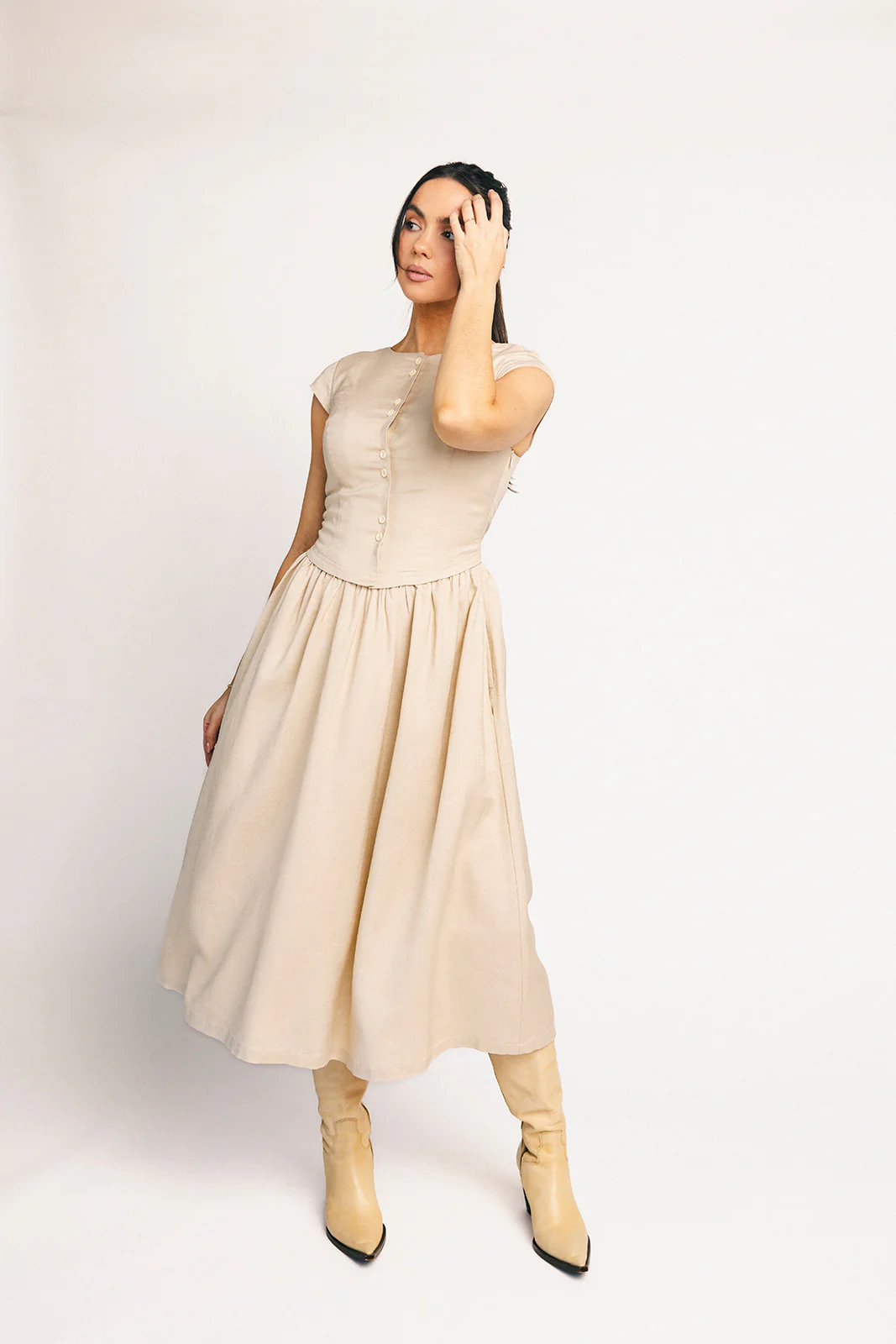 heirloom button midi dress // natural *zoco exclusive* - Image 8