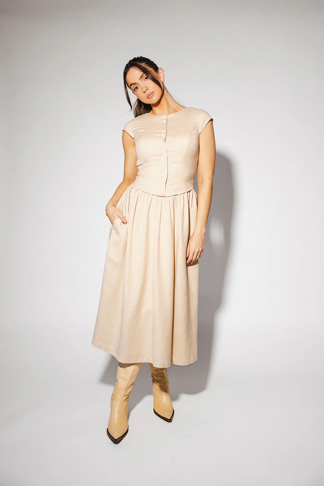 heirloom button midi dress // natural *zoco exclusive* - Image 9