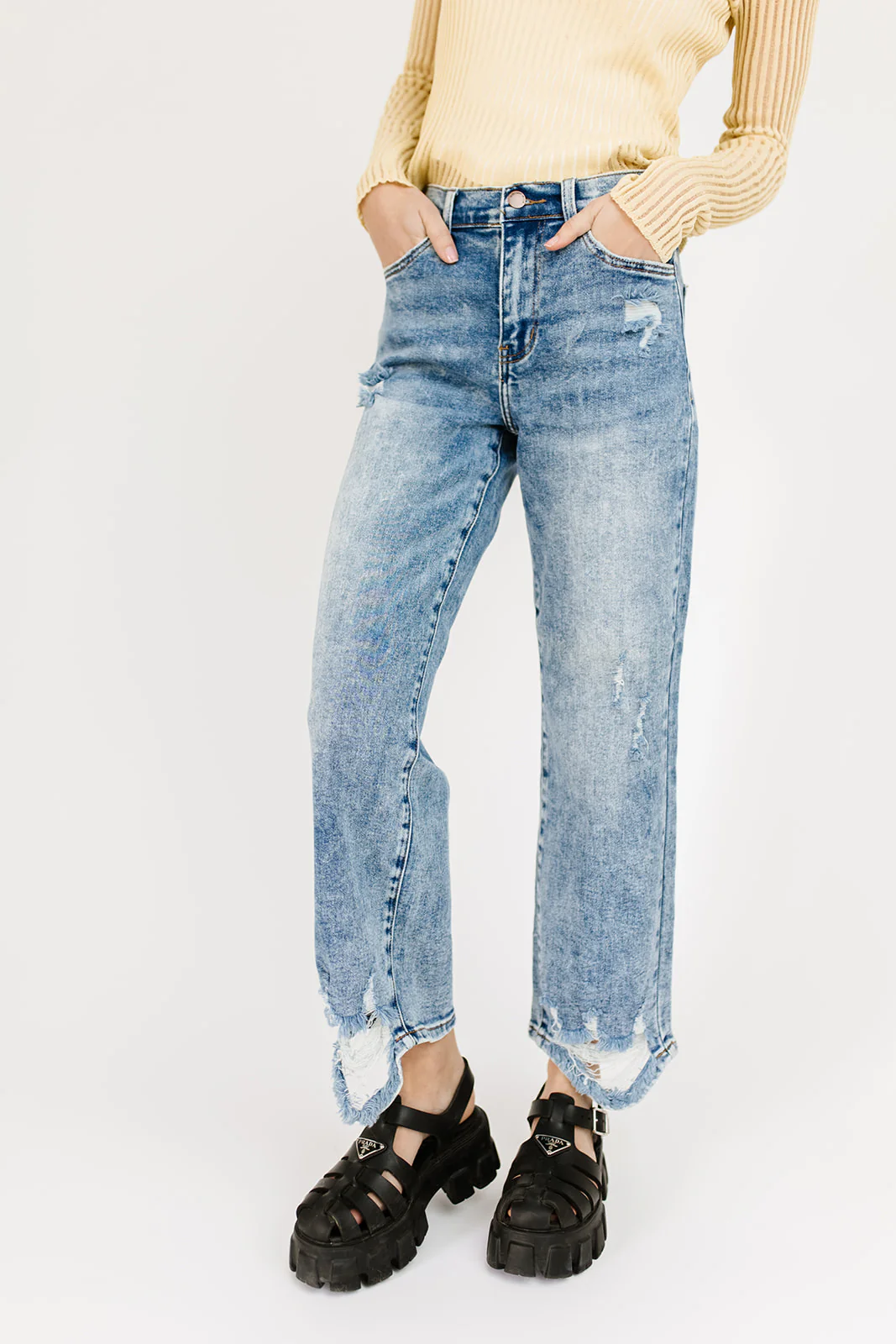 jewel wide leg distressed denim *restocked* - Image 12