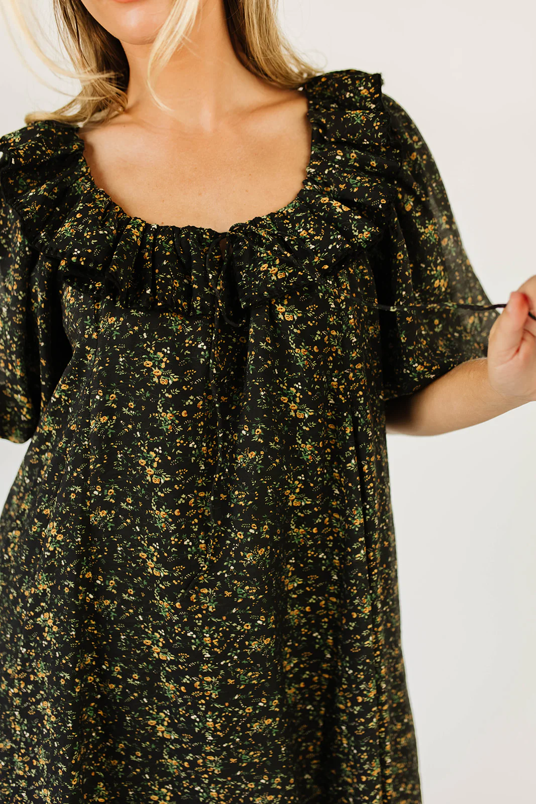 mini good luck puff sleeve dress // black floral *zoco exclusive* - Image 10