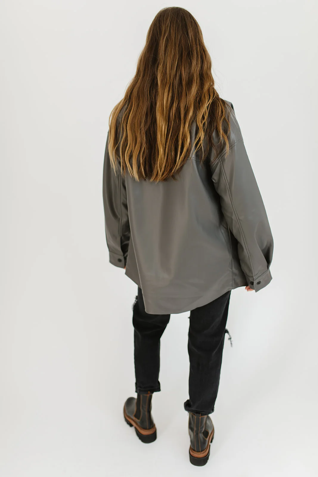 night sky faux leather shirt jacket - Image 7