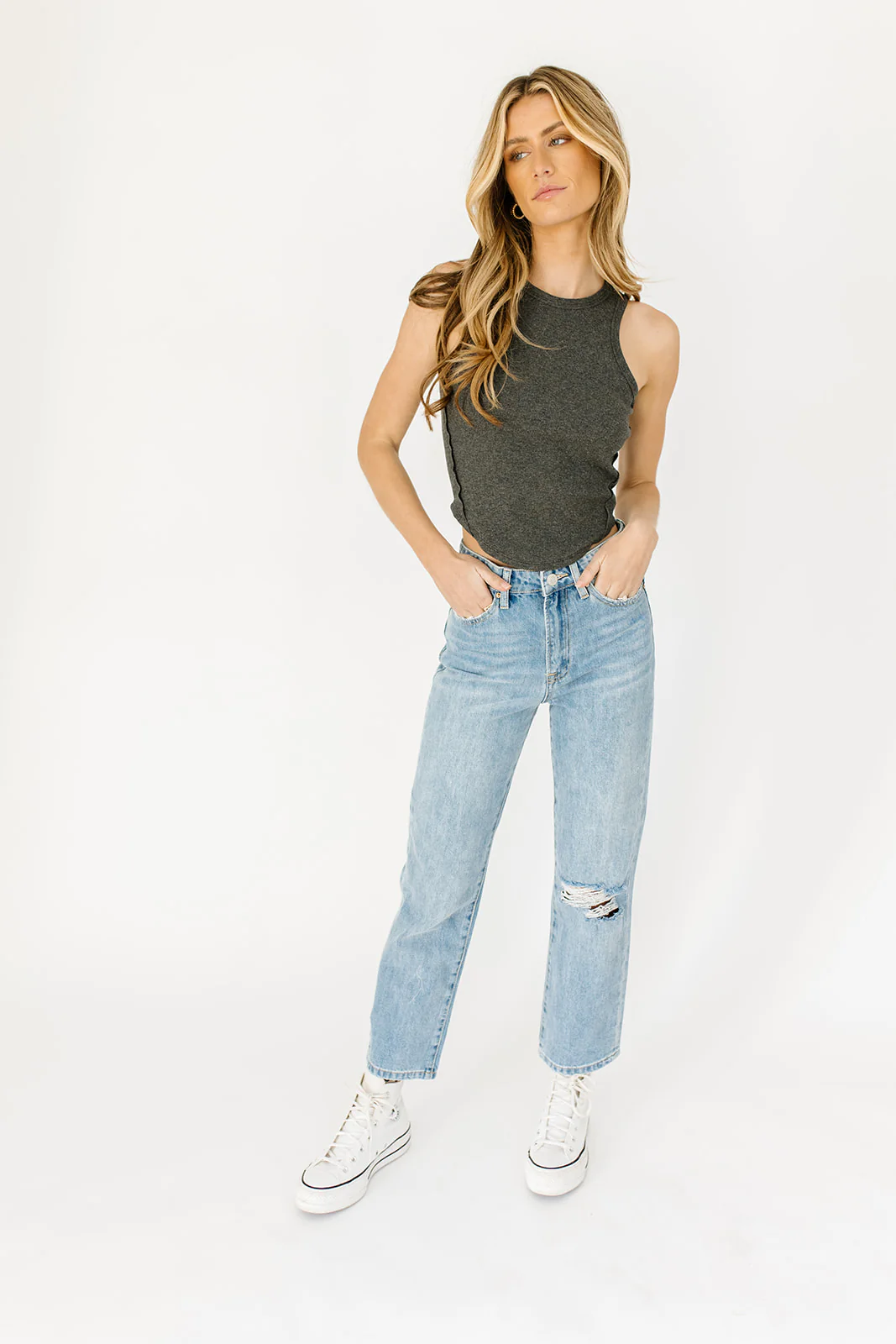 no lies ribbed tank // charcoal - Image 8