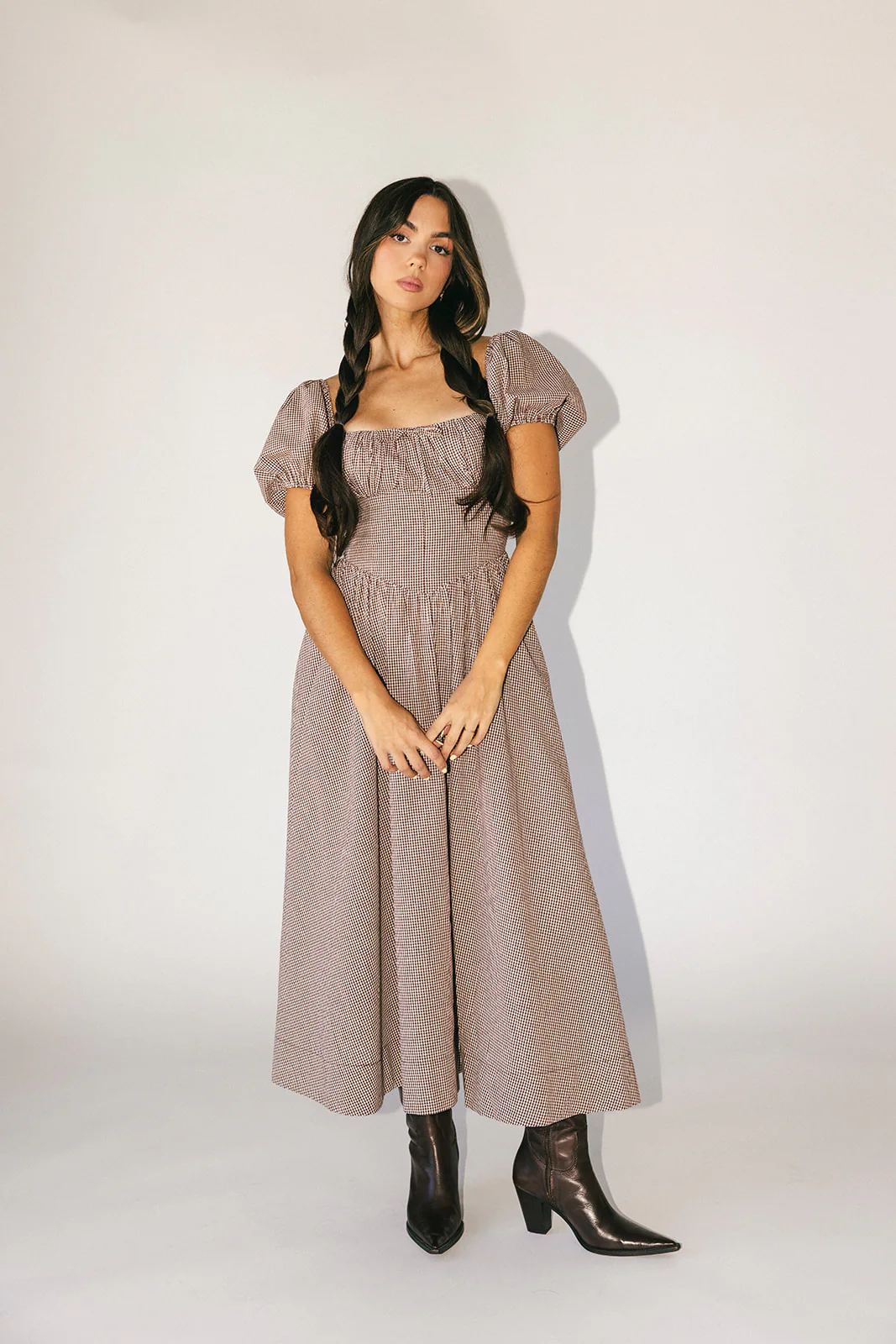 nora midi dress // brown gingham *zoco exclusive* - Image 21