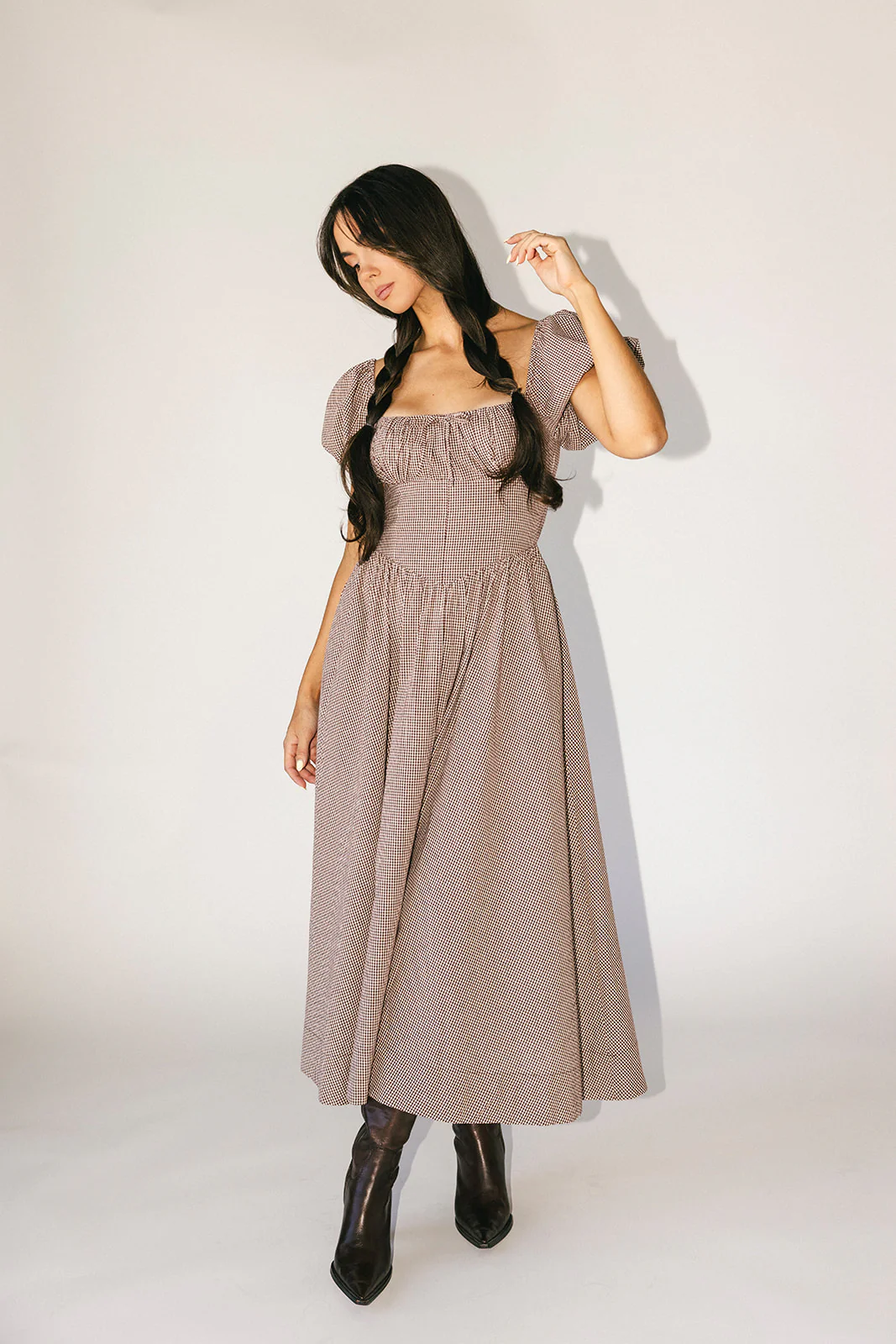 nora midi dress // brown gingham *zoco exclusive* - Image 22