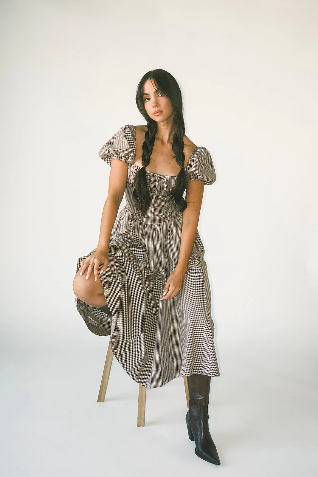 nora midi dress // brown gingham *zoco exclusive* - Image 29