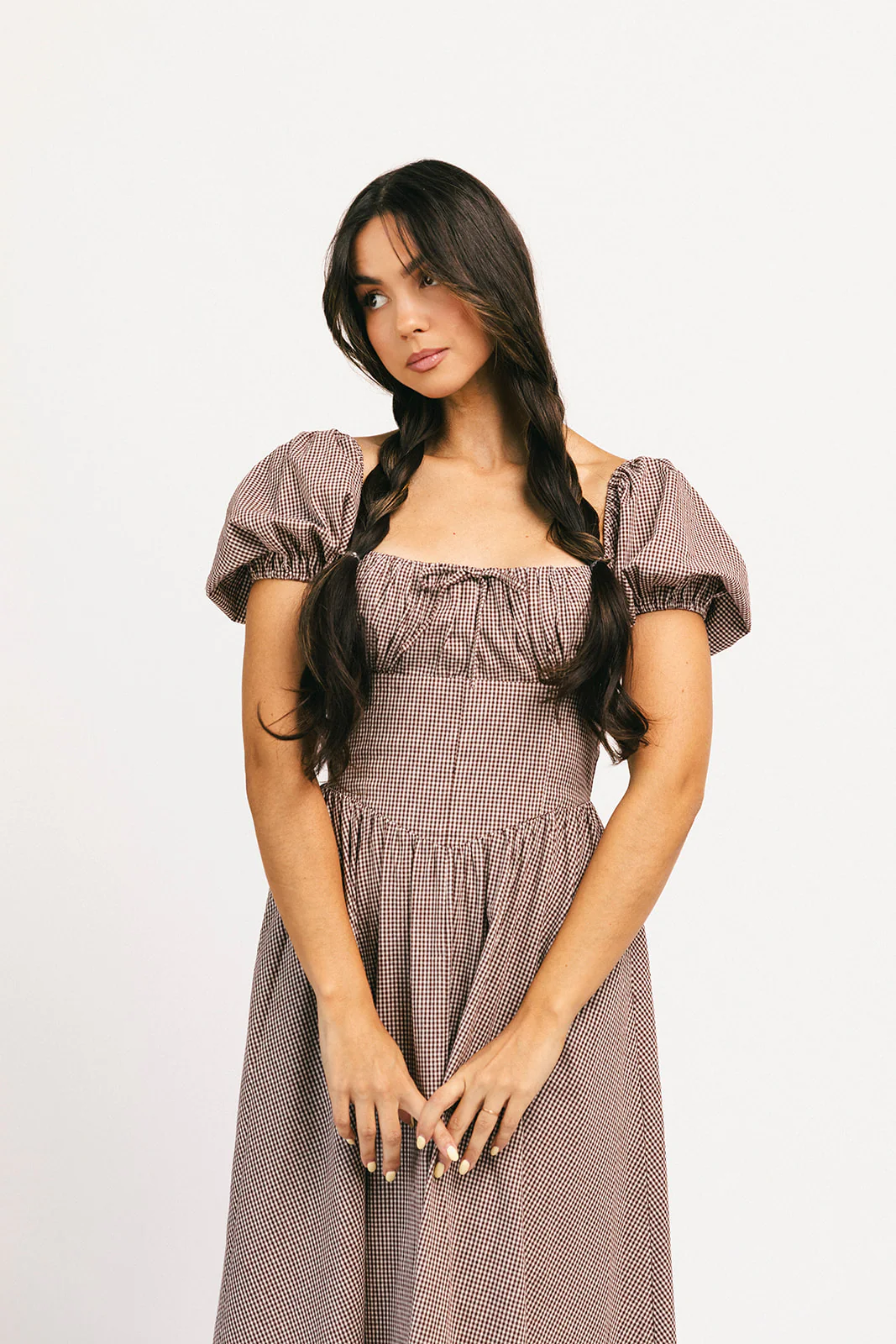 nora midi dress // brown gingham *zoco exclusive* - Image 9