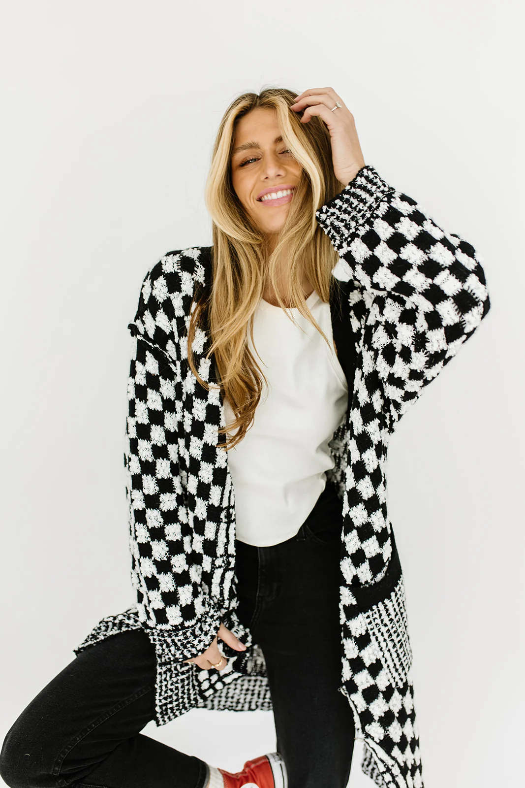 one track mind checkered cardigan - Image 27