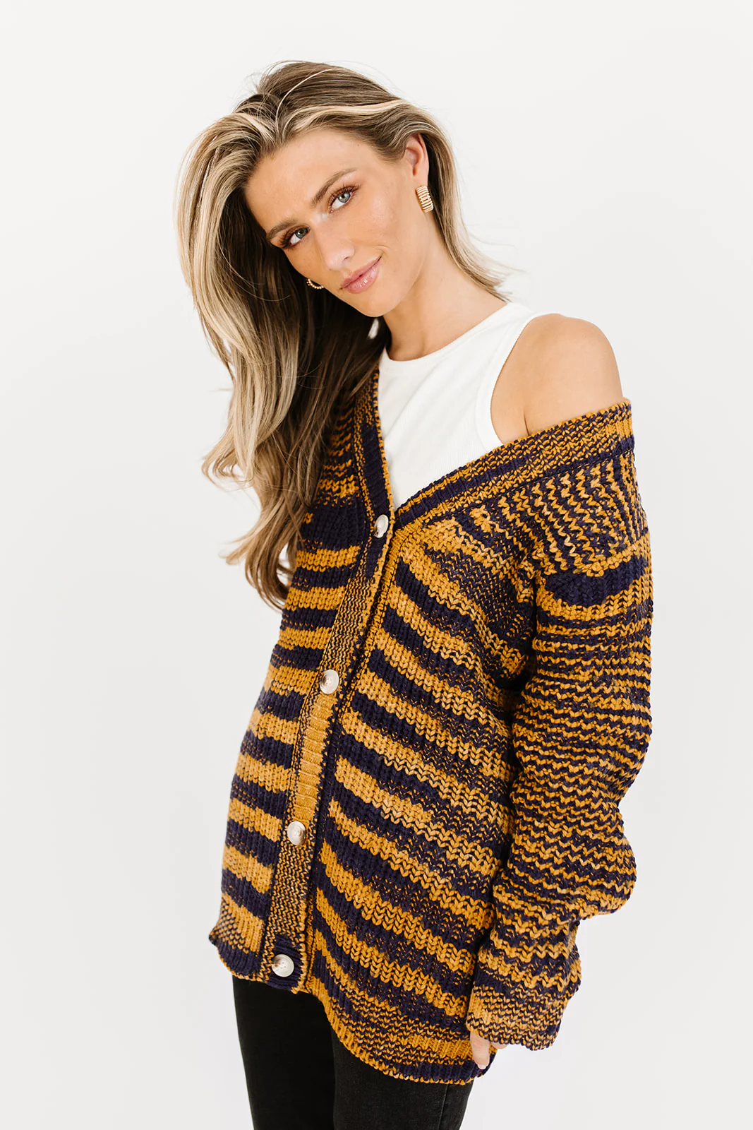 one up striped cardigan - Image 4