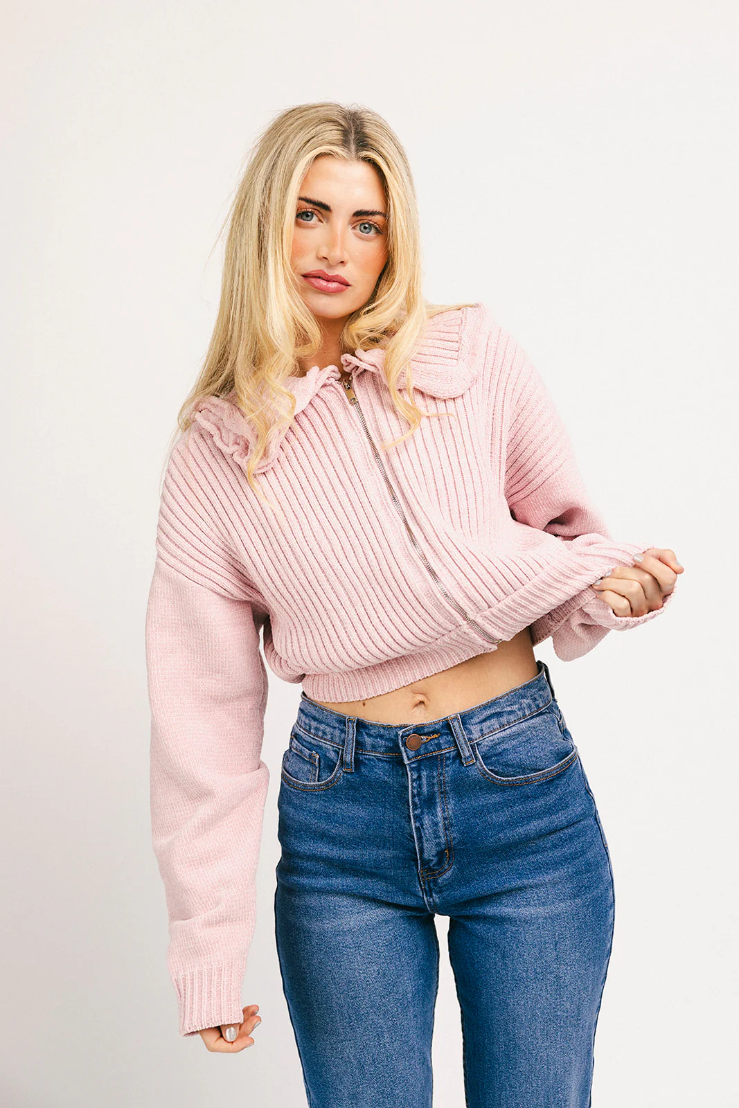 remi zip sweater // pink - Image 4
