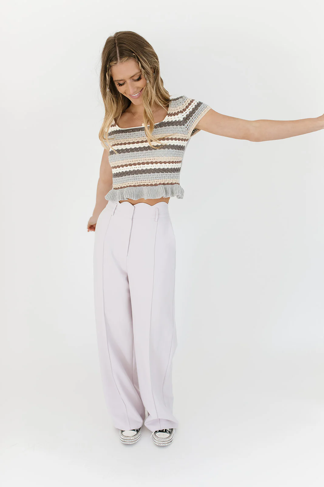 scallop wide leg trousers - Image 8